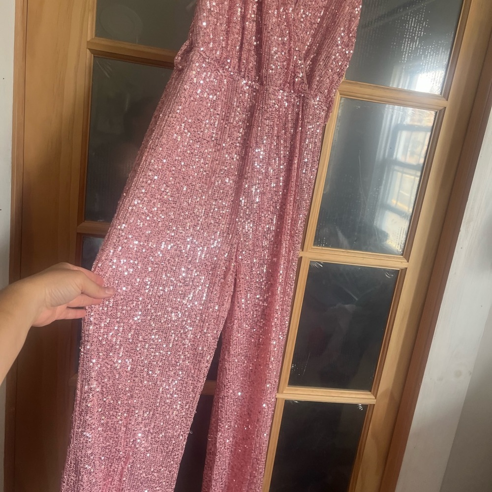 Fashion Nova Glittering Pink Jumpsuit